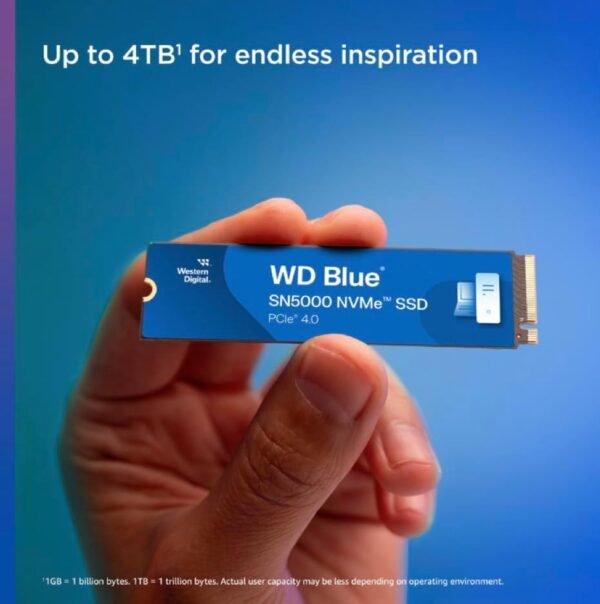 Western Digital 4TB WD Blue SN5000 NVMe Internal Solid State Drive SSD - PCIe Gen 4.0, M.2 2280, Up to 5,500 MB/s - WDS400T4B0E - Image 4