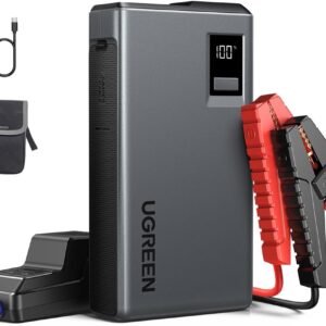 UGREEN Car Jump Starter Power Pack 1000A Car Battery Booster for Gasoline and Diesel Engines 12000mAh Portable Power Bank and Jump Leads with Digital Screen and LED Light for Emergency