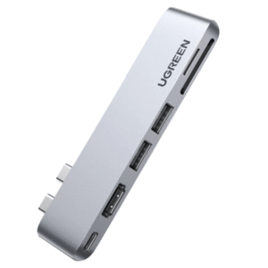 UGREEN CM380 80856  6-in-2 USB-C To 1 x HDMI, 2 x USB 3.0 Type-A Ports, 1 x SD Card Reader, 1 x TF (MicroSD) Card Reader, 1 x Thunderbolt 3 Port Multifunction Adapter