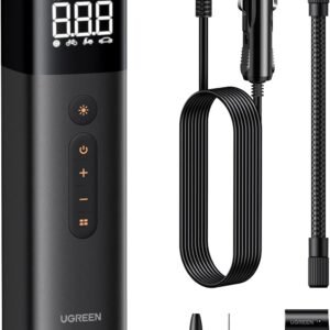 UGREEN Tyre Inflator Portable Air Pump 150PSI/10.3BAR DC 12V Air Compressor with LED Light, Tire Pressure Detection for Car, Bike, Motorcycle, Ball, Air Mattress, Pool Toys CD259 35573