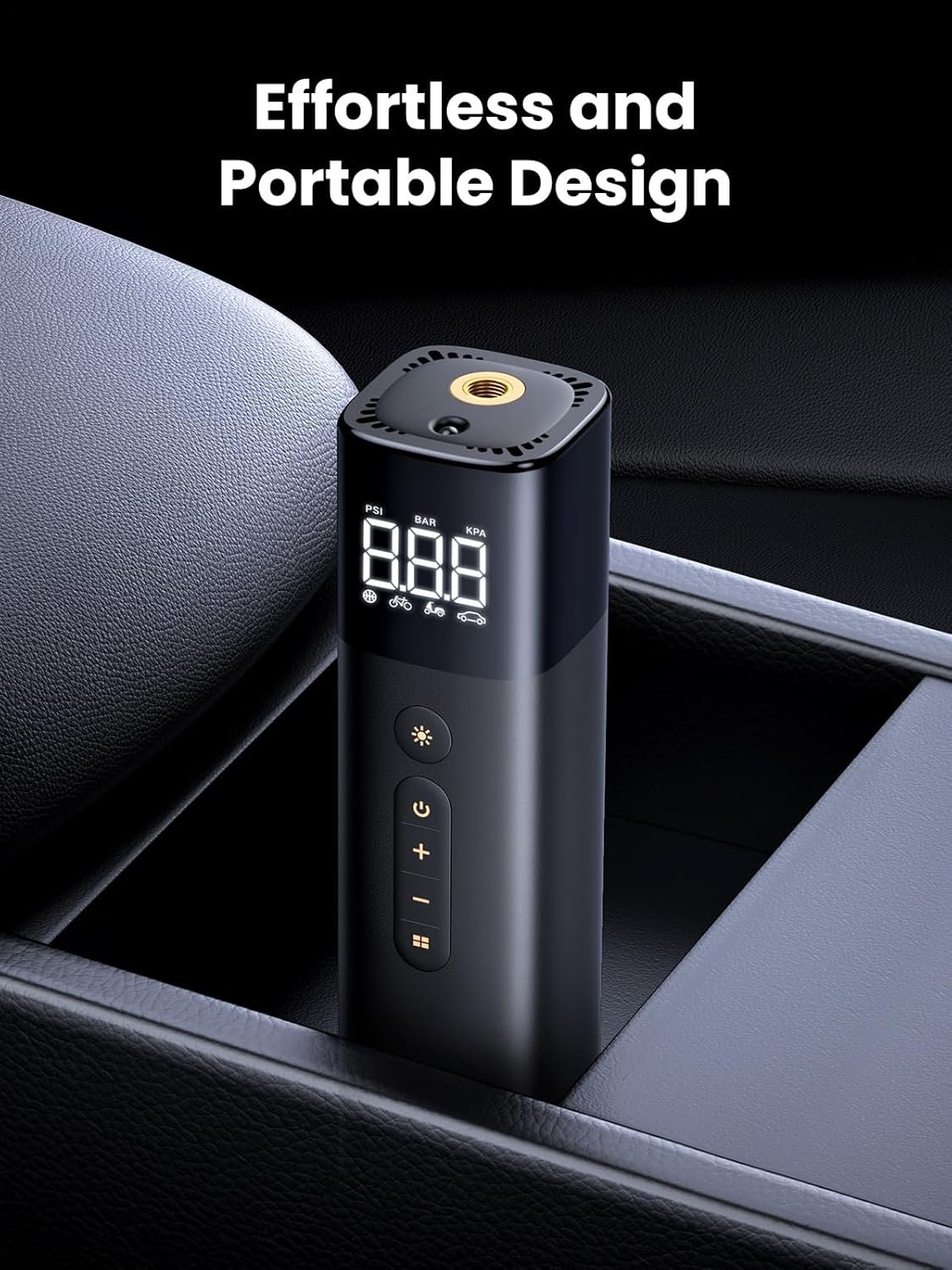 UGREEN Tyre Inflator Portable Air Pump 150PSI/10.3BAR DC 12V Air Compressor with LED Light, Tire Pressure Detection for Car, Bike, Motorcycle, Ball, Air Mattress, Pool Toys CD259 35573 - Image 3