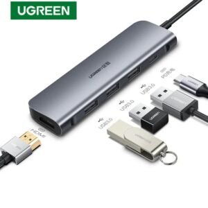 UGREEN CM136 70495 USB C to HDMI, 100W Power Delivery, 3 x USB 3.0 Data Ports 5 in 1 Docking Station