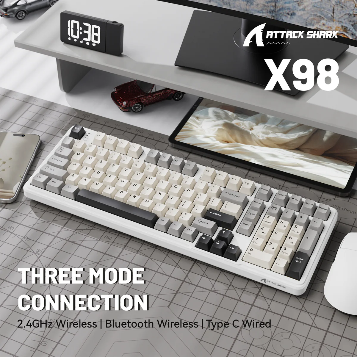 ATTACK SHARK X98 Full-size Wireless Mechanical Gaming Keyboard - Image 4