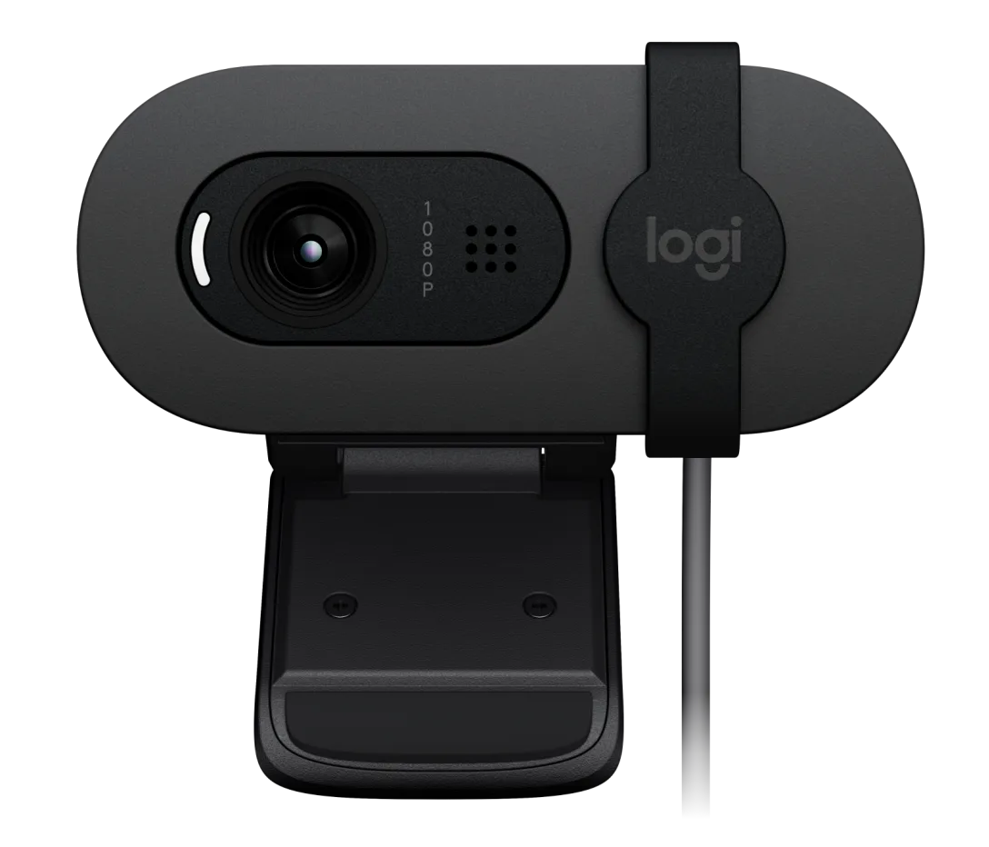 Logitech Brio 100 Full HD USB-C Webcam for Meetings and Streaming, Auto-Light Balance, Built-In Mic and Privacy Shutter- Black
