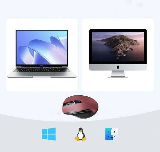 Ugreen Wireless Ergonomic Silent Mouse 2.4G Wireless & Bluetooth - Maroon | MU006 25752 - Image 6