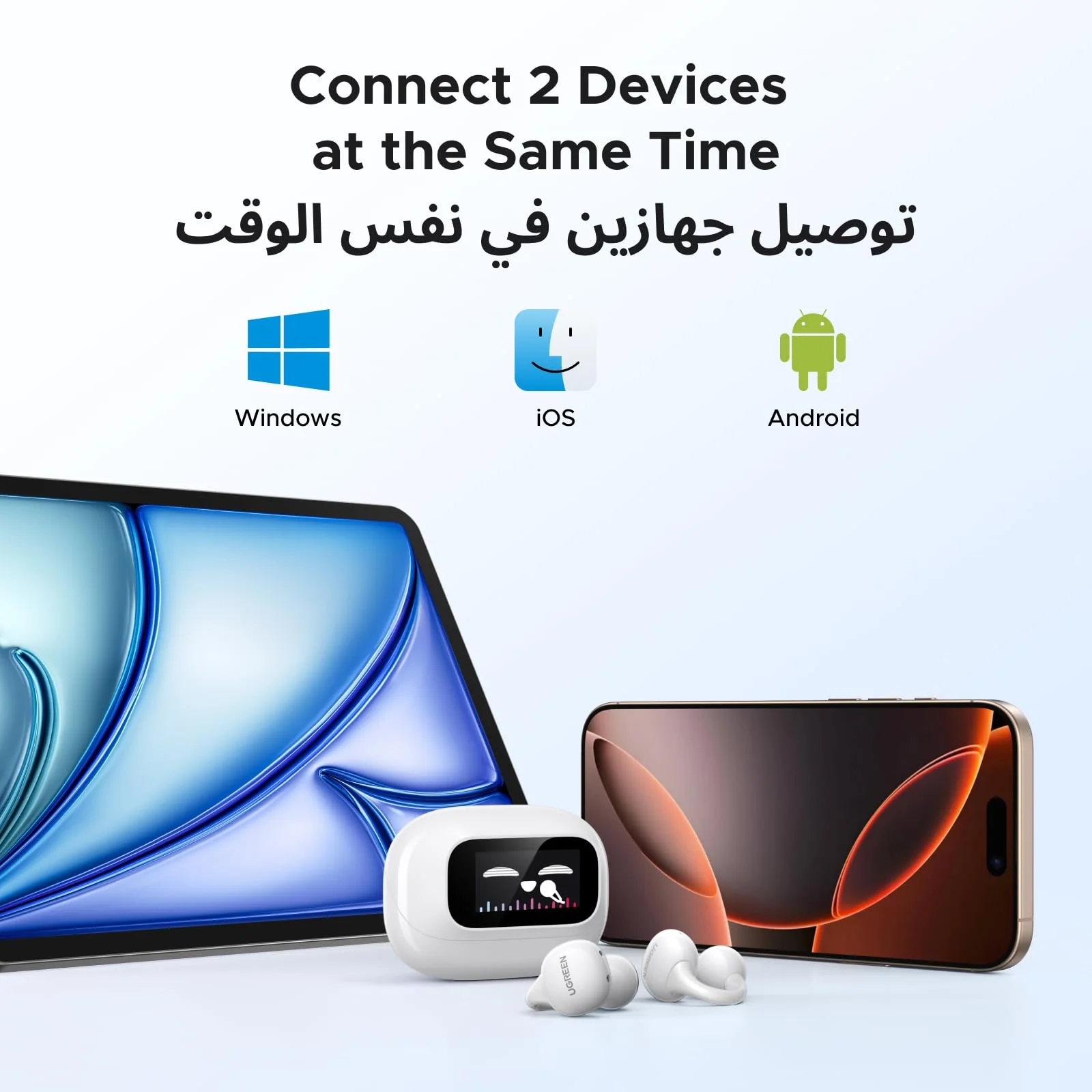 UGREEN ClipBuds Magic True Wireless Earbuds With Smart Touchscreen White – WS208 55136 - Image 2