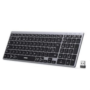 UGREEN Wireless Bluetooth Keyboard Rechargeable Ergonomic Keyboard BT5.4 & 2.4GHz Dual Modes, Connect 3 Devices