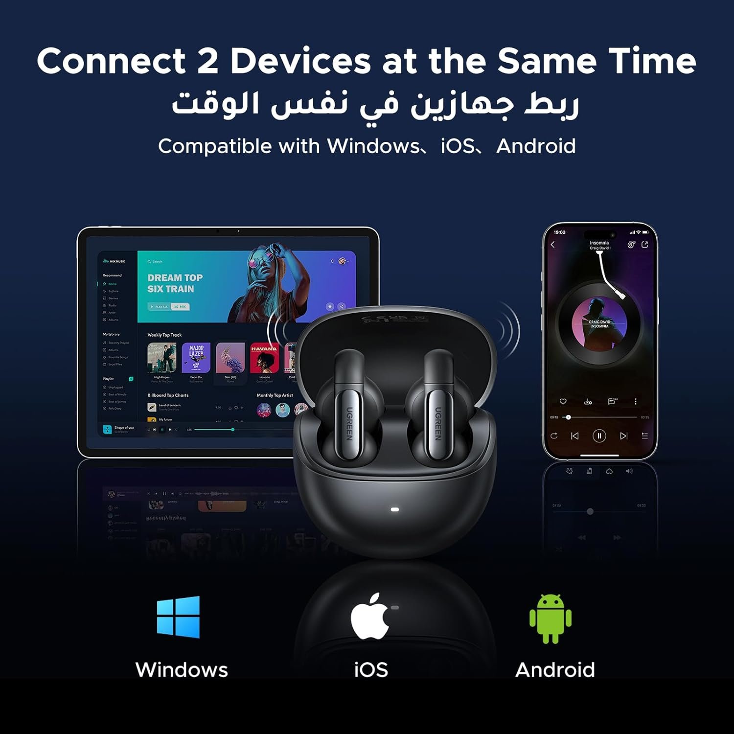 UGREEN HiTune S5 Headphones Wireless, Open-Ear Noise Cancelling Earbuds (Black) WS210 45760 - Image 7