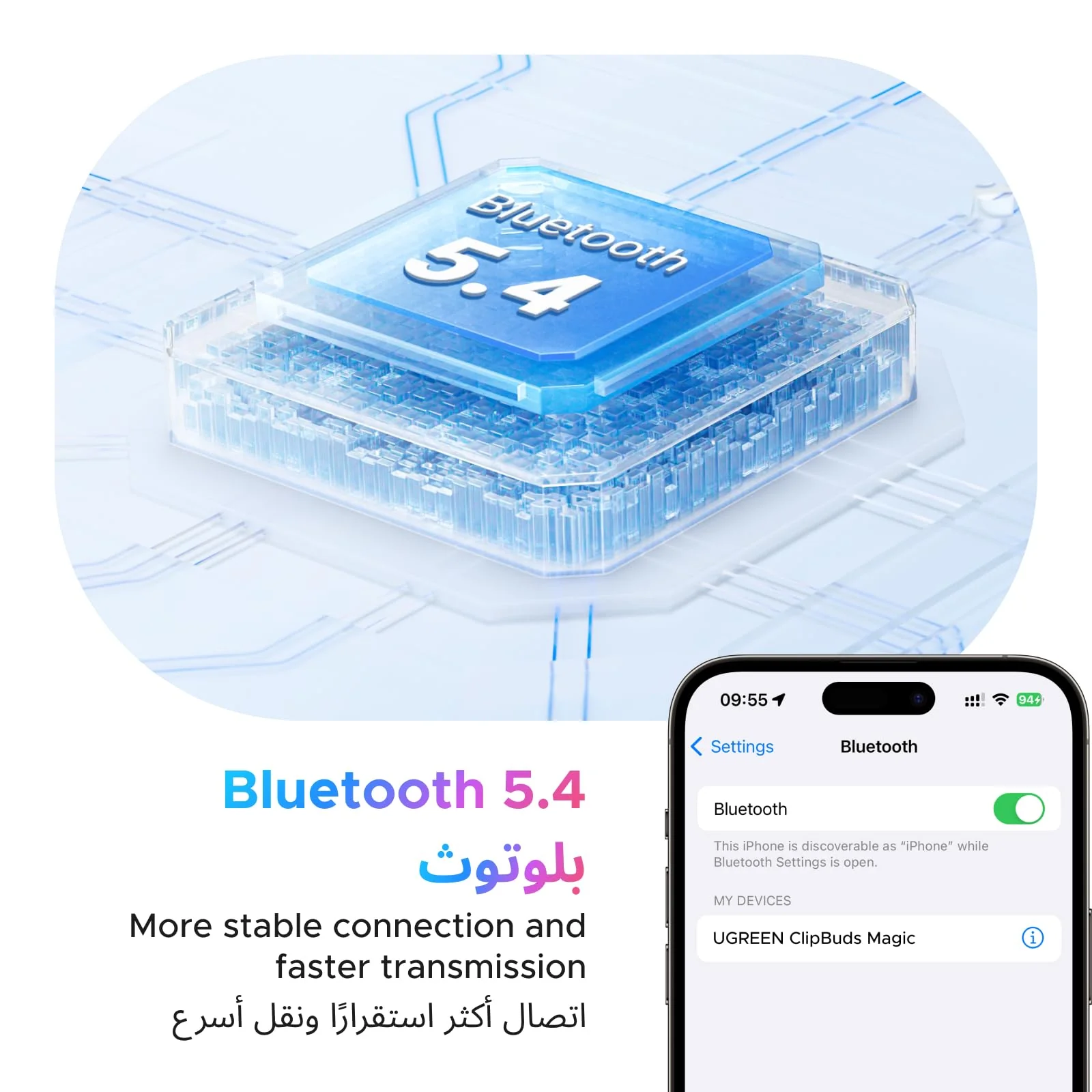 UGREEN ClipBuds Magic True Wireless Earbuds With Smart Touchscreen White – WS208 55136 - Image 3