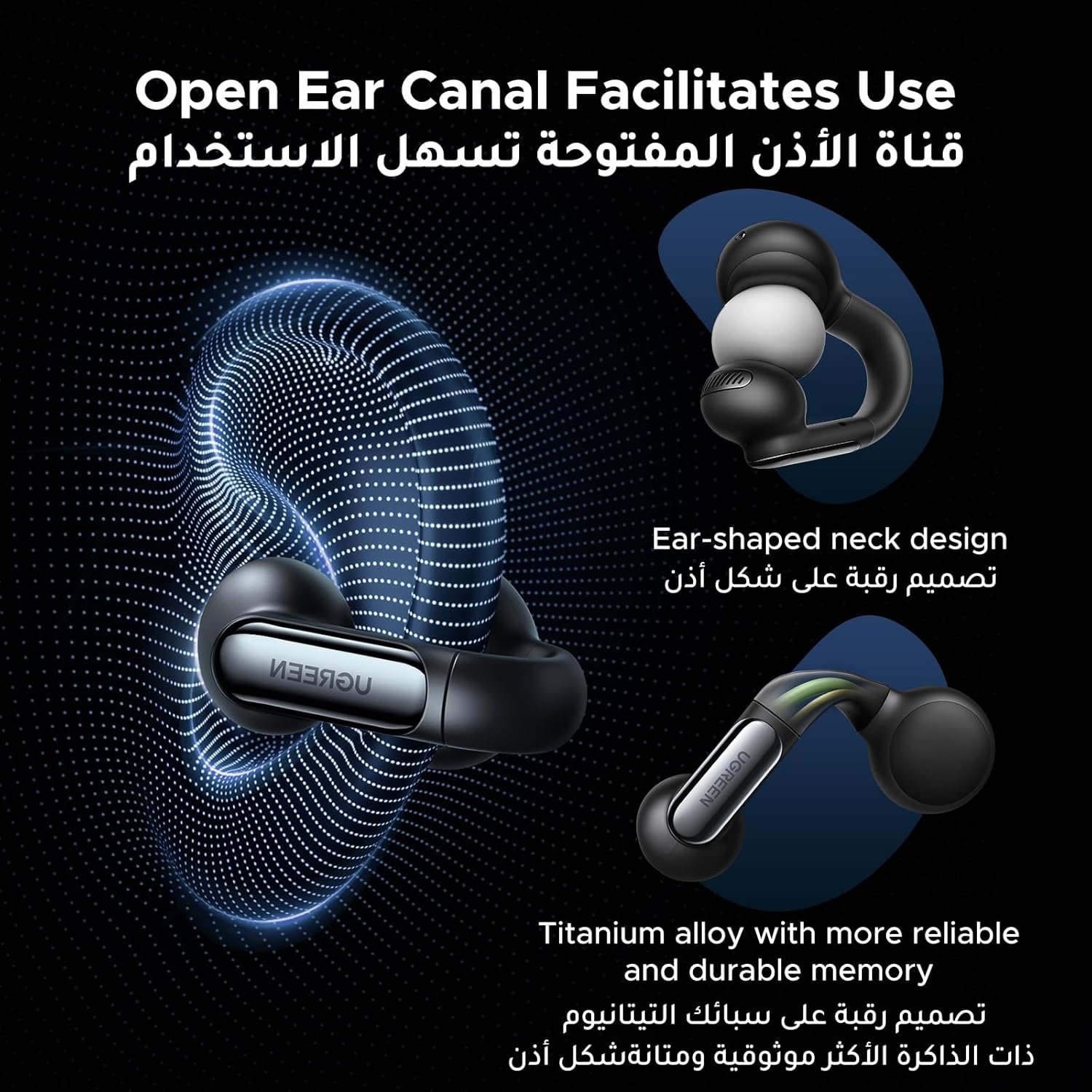 UGREEN HiTune S5 Headphones Wireless, Open-Ear Noise Cancelling Earbuds (Black) WS210 45760 - Image 11