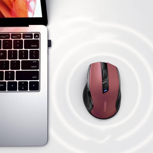 Ugreen Wireless Ergonomic Silent Mouse 2.4G Wireless & Bluetooth - Maroon | MU006 25752 - Image 7