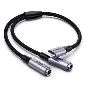 UGREEN 25cm USB Type C Male to 3.5mm 2 Female Audio Cable – AV144 30732