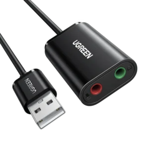 UGREEN USB 2.0 External Stereo Sound Card Adapter 3.5mm Headphone Microphone Jack Windows Mac Linux PC Laptop PS4 US205 30724
