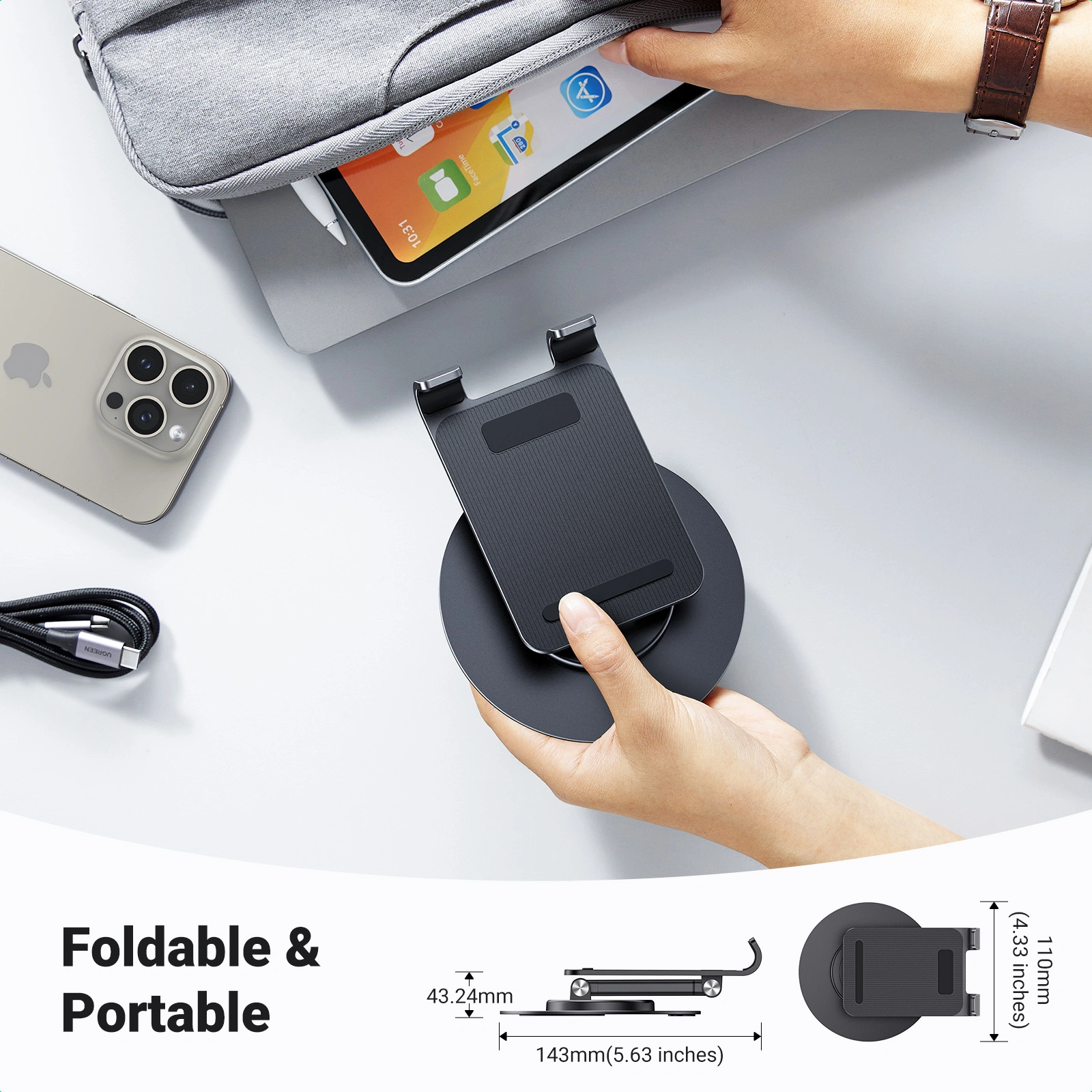 UGREEN 360 Rotating And Folding Phone Stand – LP805 – 35152 - Image 8