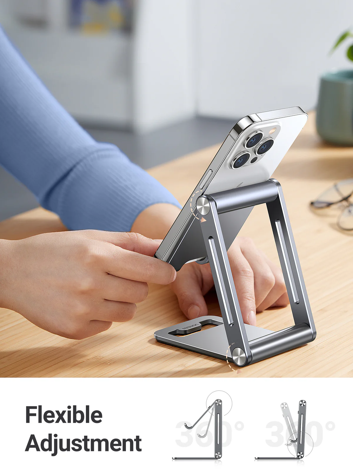 UGREEN Multi Adjustable Metal Phone Holder with Roller – LP263 – 80708 - Image 3