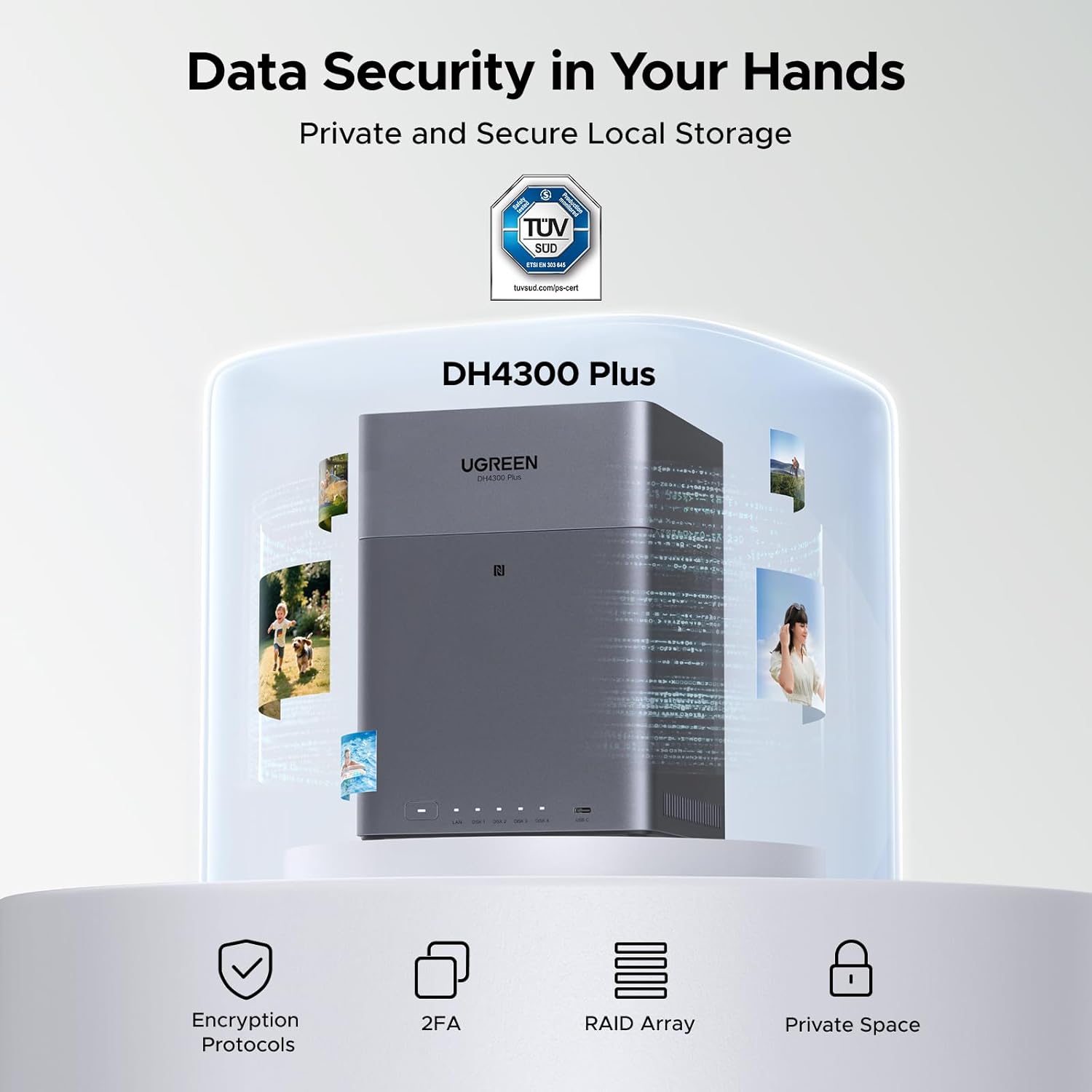 UGREEN NAS DH4300 Plus 85660 4-Bay, Support Capacity up to 128TB (Diskless) | Remote Access, AI Photo Album, Beginner Friendly, 8GB LPDDR4X RAM, 2.5GbE, 4K HDMI, Network Attached Storage (Diskless) - Image 7