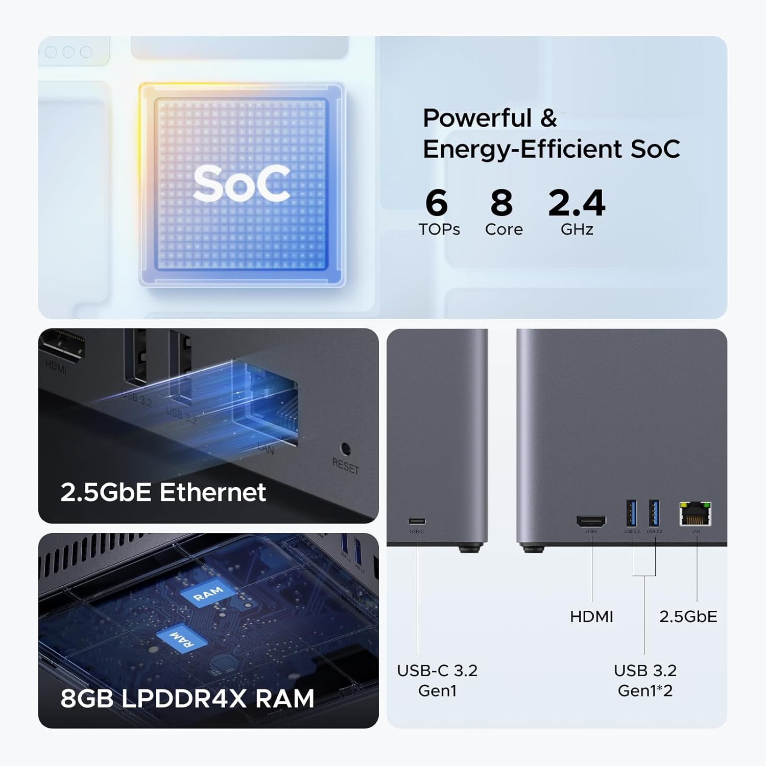 UGREEN NAS DH4300 Plus 85660 4-Bay, Support Capacity up to 128TB (Diskless) | Remote Access, AI Photo Album, Beginner Friendly, 8GB LPDDR4X RAM, 2.5GbE, 4K HDMI, Network Attached Storage (Diskless) - Image 4