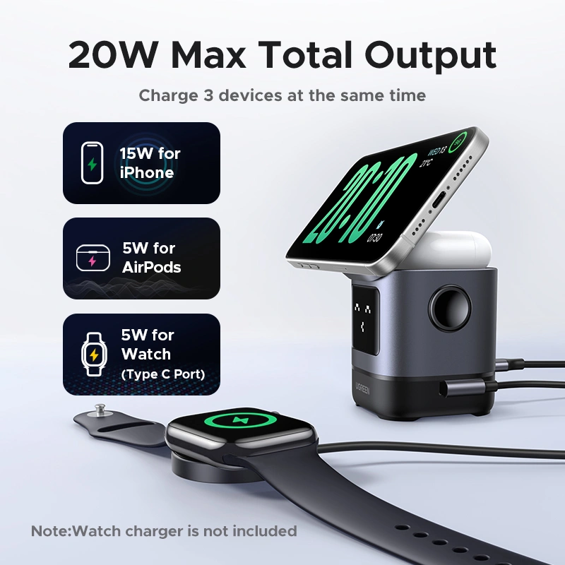 UGREEN 2-in-1 UNO Series Qi2 Magnetic Wireless Charger W709 45775 - Image 6