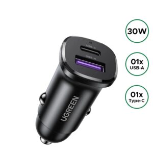 UGREEN 30W Type-C + USB Dual Port Car Charger EC305 25845