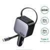UGREEN 60W Retractable Cable With Type-C+USB Car Charger EC602 55212B