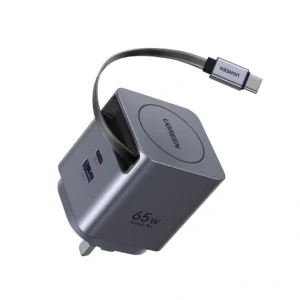 UGREEN 65W Nexode Pro GaN (USB-A*1 + Type-C*1) Fast Charger with Retractable Cable – X615 – 65826